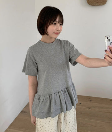 Vimin Color Frill Tiered Short Sleeve Tee